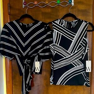 NWT Bundle of 2 Worthington Black and White Geometric Tops (1 XS & 1 small)